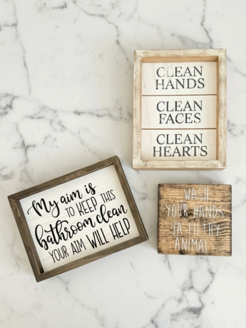Set of 3 Farmhouse Bathroom Signs